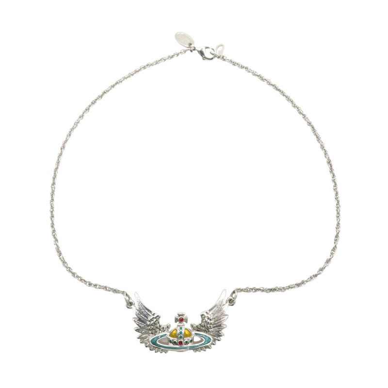 銀色鍍金 水鑽 翅膀土星墜飾 Necklace 項鍊【vivienne westwood 薇薇安·魏斯伍德】-1