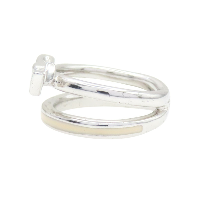 銀色鍍金 米白色琺瑯 蝴蝶結 戒指【Dior 迪奧】-4