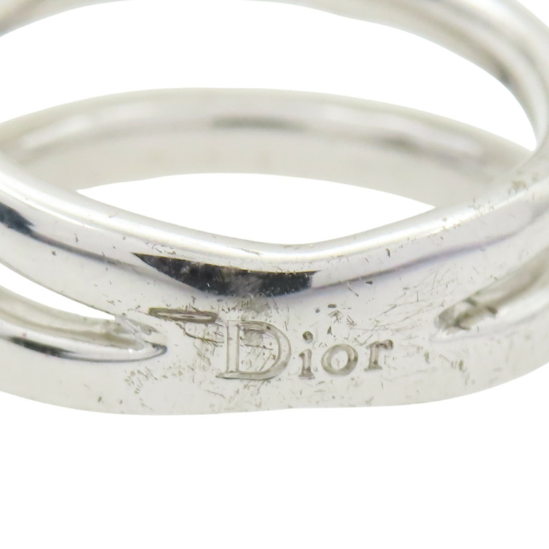 銀色鍍金 米白色琺瑯 蝴蝶結 戒指【Dior 迪奧】-6