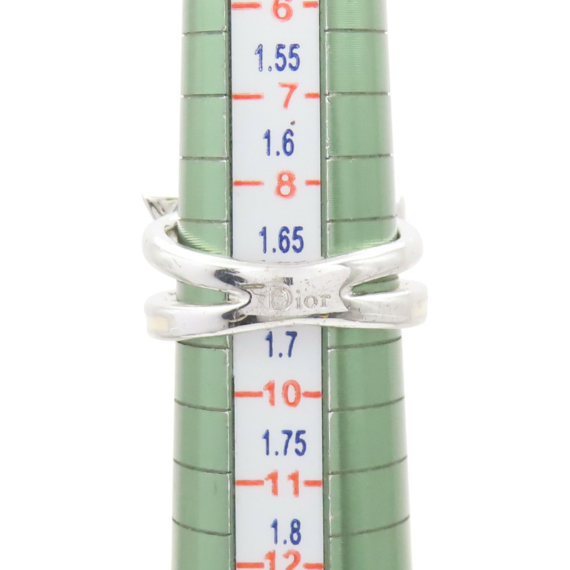 銀色鍍金 米白色琺瑯 蝴蝶結 戒指【Dior 迪奧】-10