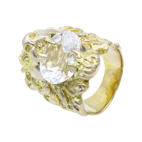 金色鍍金 水晶 獅子 戒指【GUCCI 古馳】 402763