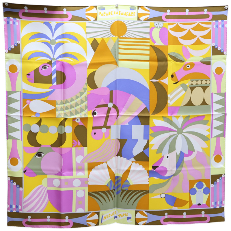多色 Parade Enfanfare 絲綢 絲巾 90x90 004006S 02【HERMES 愛馬仕】 004006S 02-0