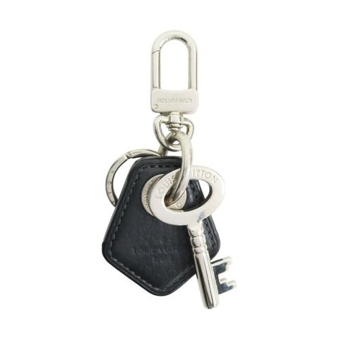 銀色鍍金 黑色牛皮 Porte-Cle LV Creme 鑰匙圈【LOUIS VUITTON LV 路易威登】 M66137
