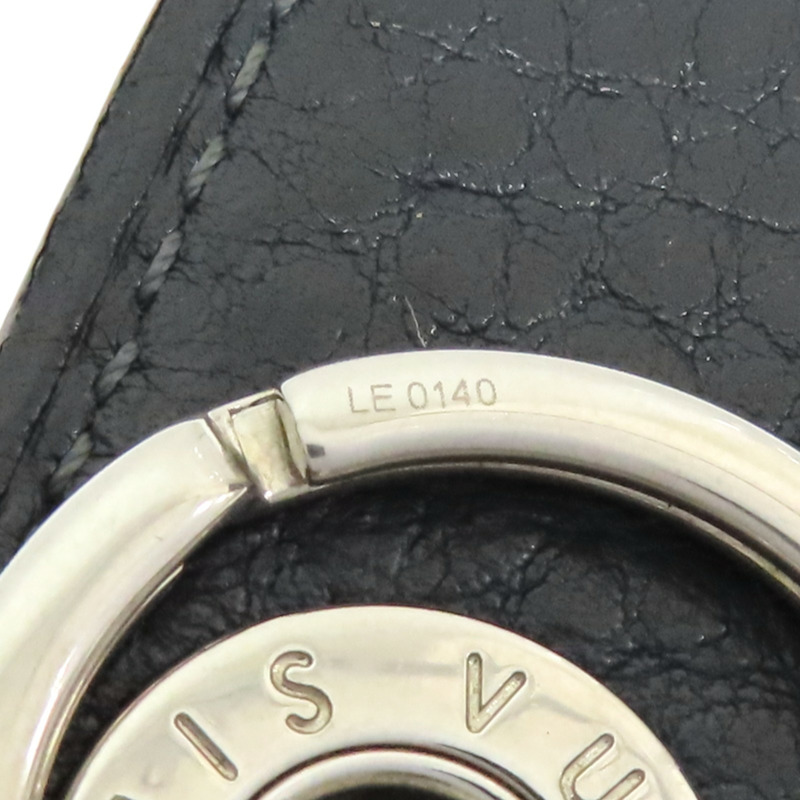銀色鍍金 黑色牛皮 Porte-Cle LV Creme 鑰匙圈【LOUIS VUITTON LV 路易威登】 M66137-4