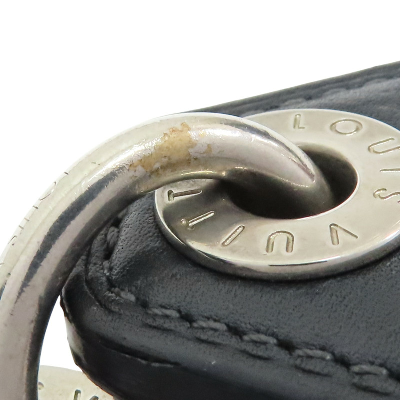 銀色鍍金 黑色牛皮 Porte-Cle LV Creme 鑰匙圈【LOUIS VUITTON LV 路易威登】 M66137-5