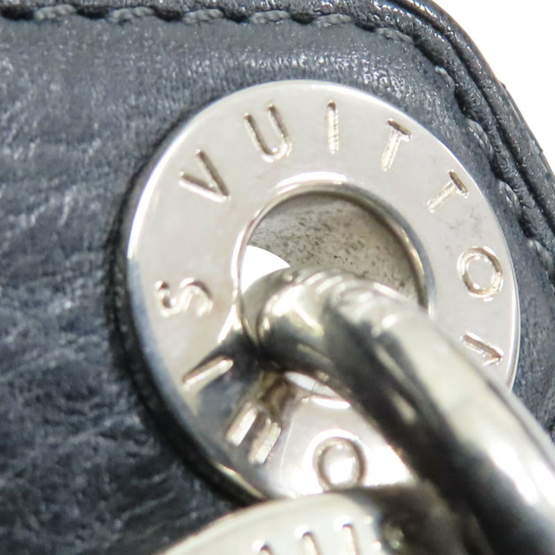 銀色鍍金 黑色牛皮 Porte-Cle LV Creme 鑰匙圈【LOUIS VUITTON LV 路易威登】 M66137-9