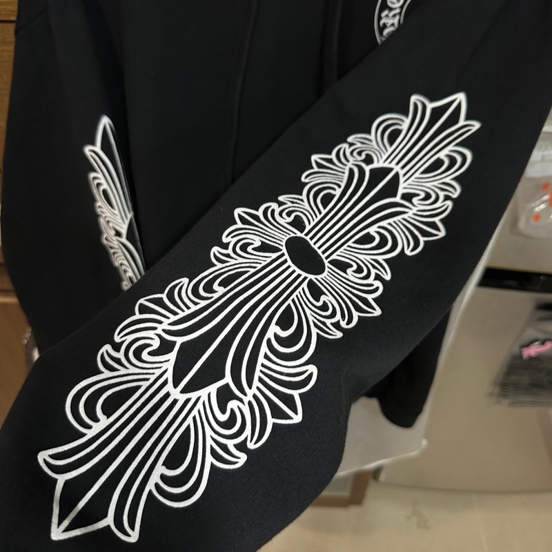 克羅心 chrome hearts 花臂 馬蹄 帽t 長袖-2