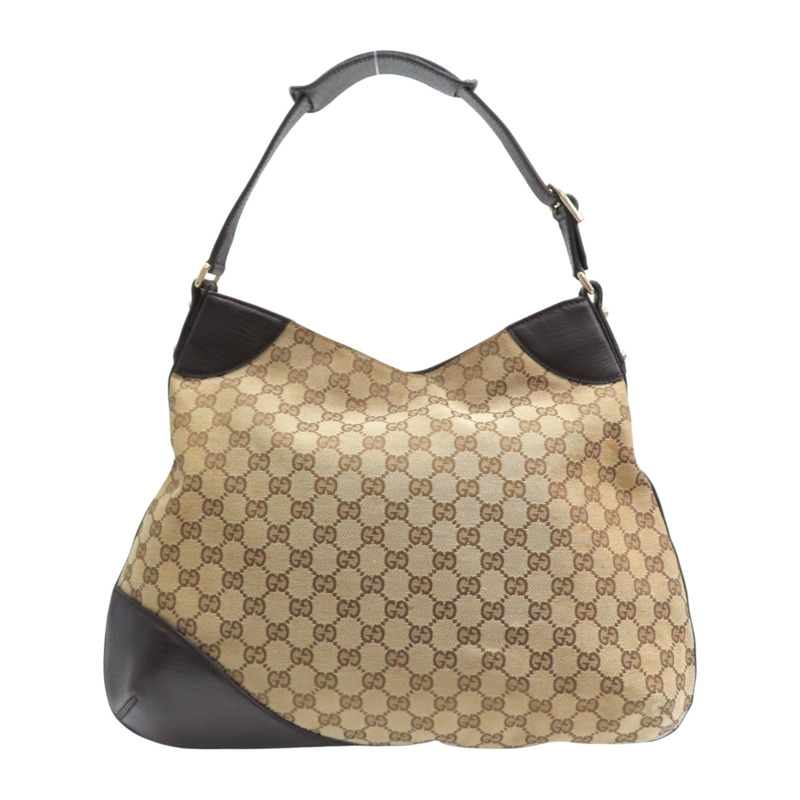 烏木色 GG Supreme帆布 棕色牛皮 Horsebit 單肩包 肩背包【GUCCI 古馳】 137386-1