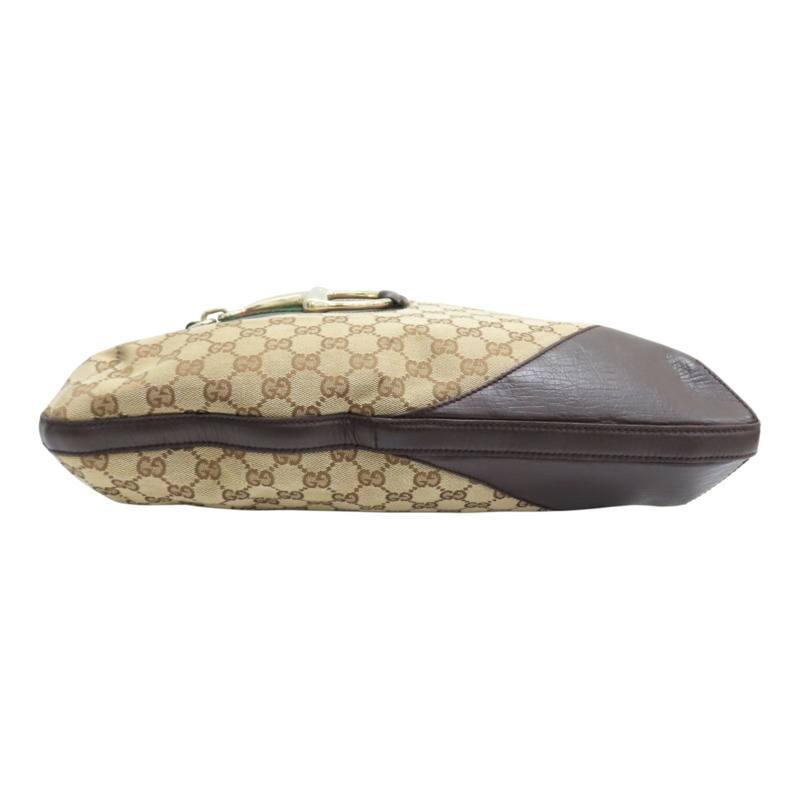 烏木色 GG Supreme帆布 棕色牛皮 Horsebit 單肩包 肩背包【GUCCI 古馳】 137386-3