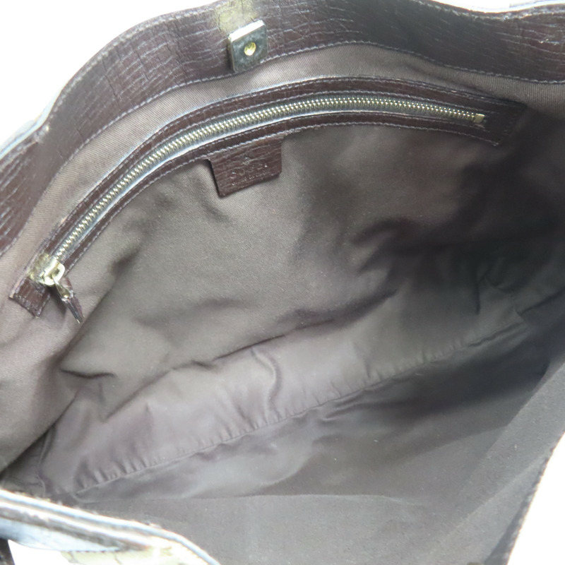 烏木色 GG Supreme帆布 棕色牛皮 Horsebit 單肩包 肩背包【GUCCI 古馳】 137386-4