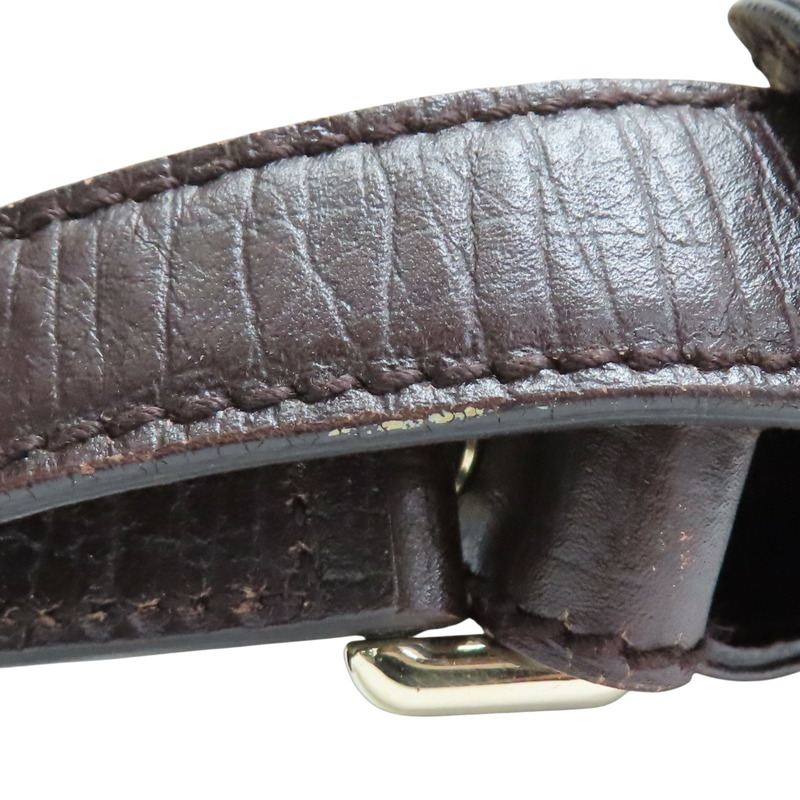 烏木色 GG Supreme帆布 棕色牛皮 Horsebit 單肩包 肩背包【GUCCI 古馳】 137386-15