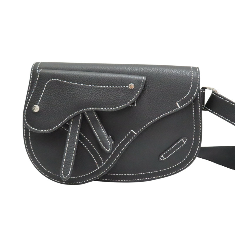 黑色牛皮 Saddle 馬鞍包 肩背包【Dior 迪奧】 1ADPO095YKK-0