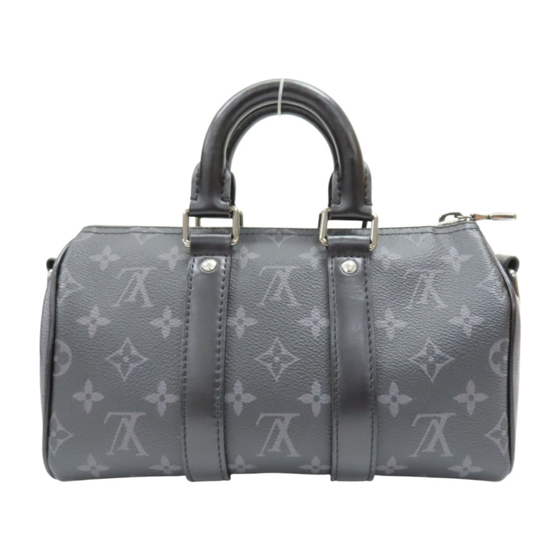黑色 原花帆布 Keepall Bandouliere 肩背包【LOUIS VUITTON LV 路易威登】 M46271-1
