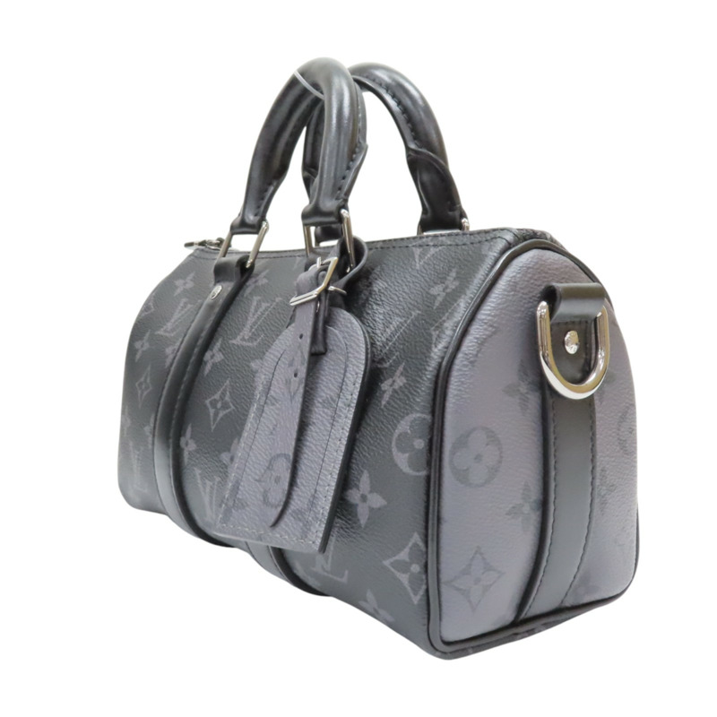 黑色 原花帆布 Keepall Bandouliere 肩背包【LOUIS VUITTON LV 路易威登】 M46271-2