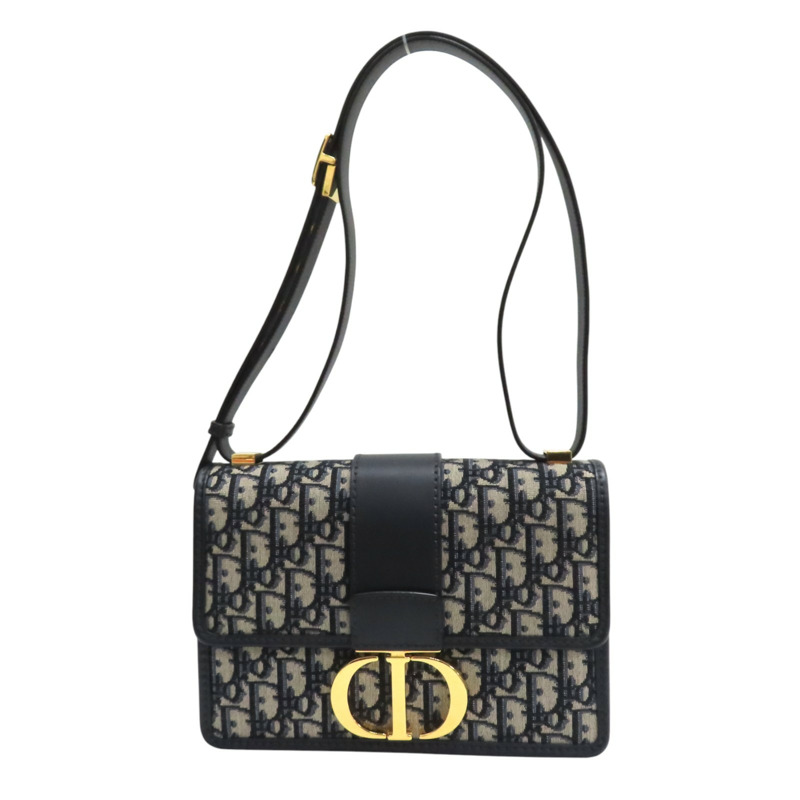 藍色 緹花帆布 牛皮 Montaigne 30 肩背包【Dior 迪奧】-0