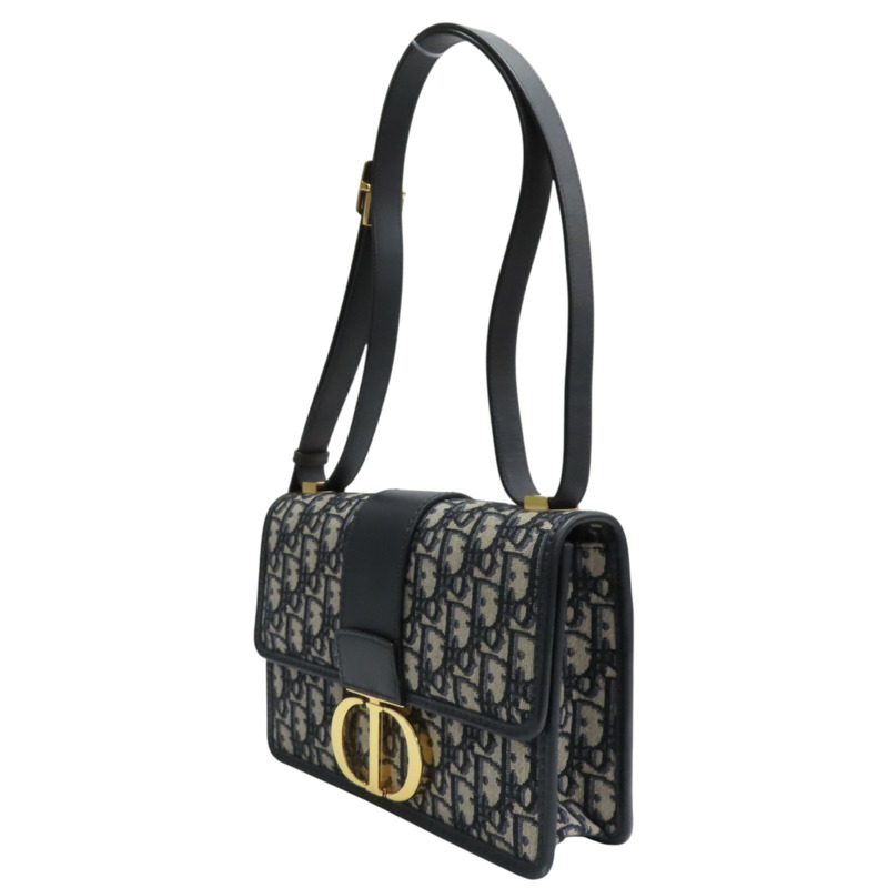 藍色 緹花帆布 牛皮 Montaigne 30 肩背包【Dior 迪奧】-2