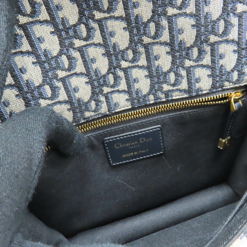 藍色 緹花帆布 牛皮 Montaigne 30 肩背包【Dior 迪奧】-4