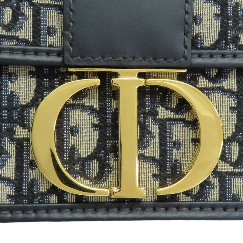 藍色 緹花帆布 牛皮 Montaigne 30 肩背包【Dior 迪奧】-6