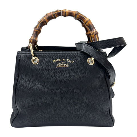 黑色 皮革 Bamboo shoulder bag 兩用包 金和 【GUCCI 古馳】 336032
