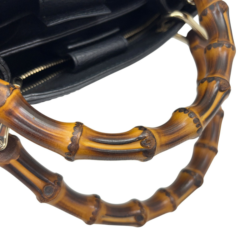 黑色 皮革 Bamboo shoulder bag 兩用包 金和 【GUCCI 古馳】 336032-11