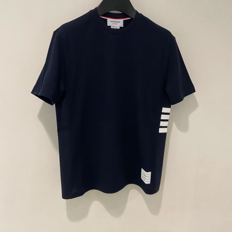 Thom Browne 男款 海軍藍 四道槓 短袖 Tee#2 3 4-0