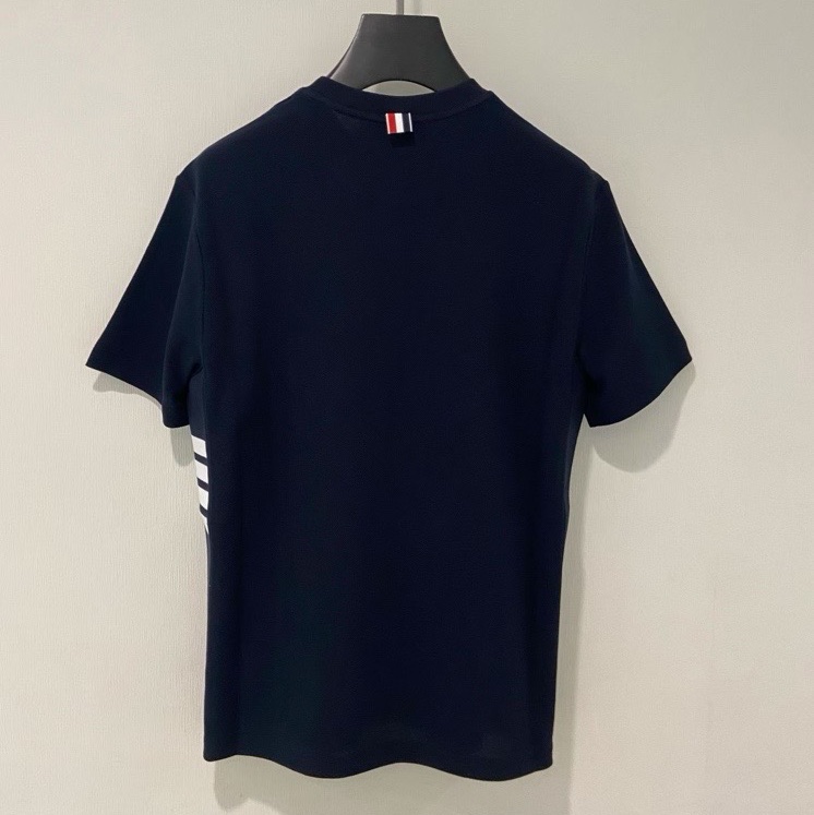 Thom Browne 男款 海軍藍 四道槓 短袖 Tee#2 3 4-3