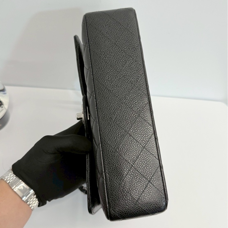 Chanel CF25 黑銀荔枝牛-4