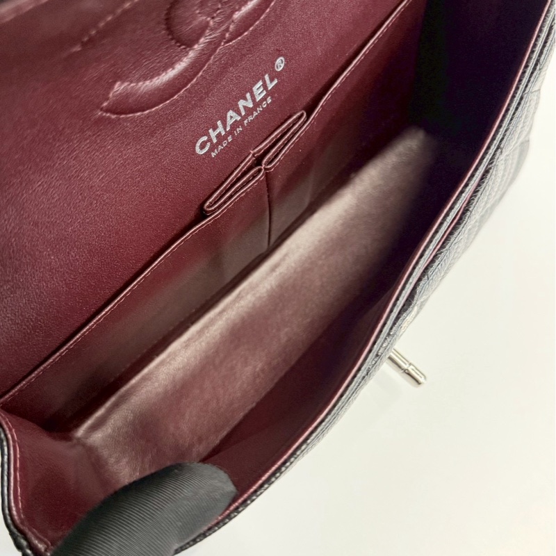 Chanel CF25 黑銀荔枝牛-9