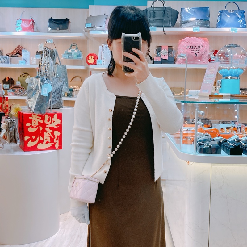 MS0537 CHANEL 香奈兒迷你化妝包珍珠鏈帶VANITY CASE MINI LAMBSKIN WITH PEARL CHAIN-1