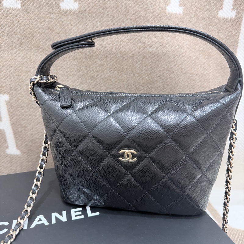 ❤️CHANEL❤️ 黑金牛皮魚子醬 飯盒包 可愛不得了❤️95成新-5