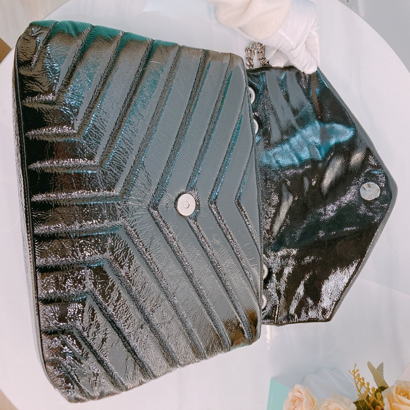 MS0539 SAINT LAURENT 聖羅蘭中號漆皮翻蓋式鏈帶包包PATENT LEATHER LOULOU MEDIUM BAG-14