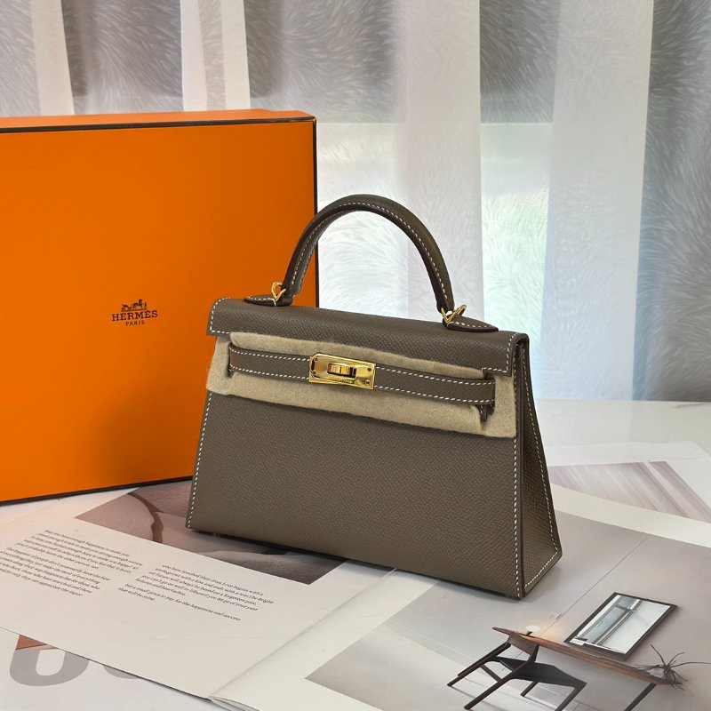 HERMRS Mini kelly ll - 大象灰金 U-3