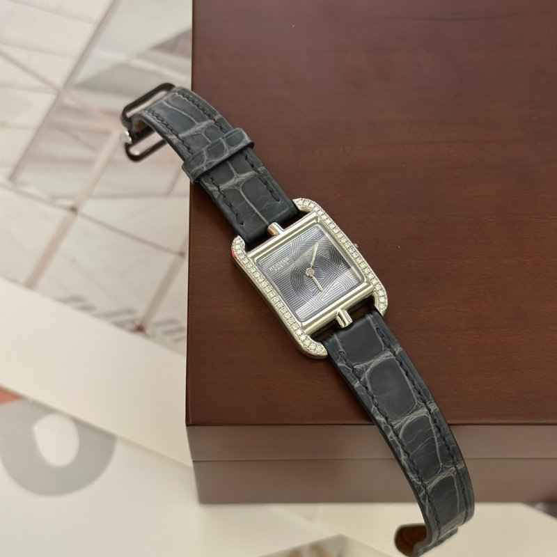 HERMES Cape cod鑽石圈錨鍊錶盤腕錶 - 31 鱷魚皮風暴藍-2