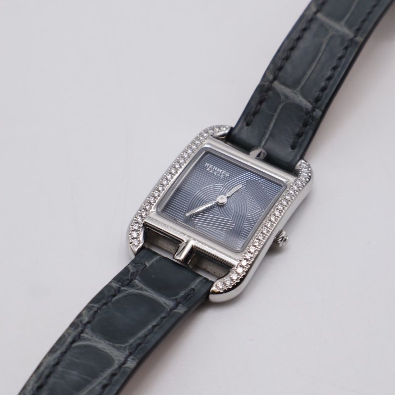 HERMES Cape cod鑽石圈錨鍊錶盤腕錶 - 31 鱷魚皮風暴藍-7