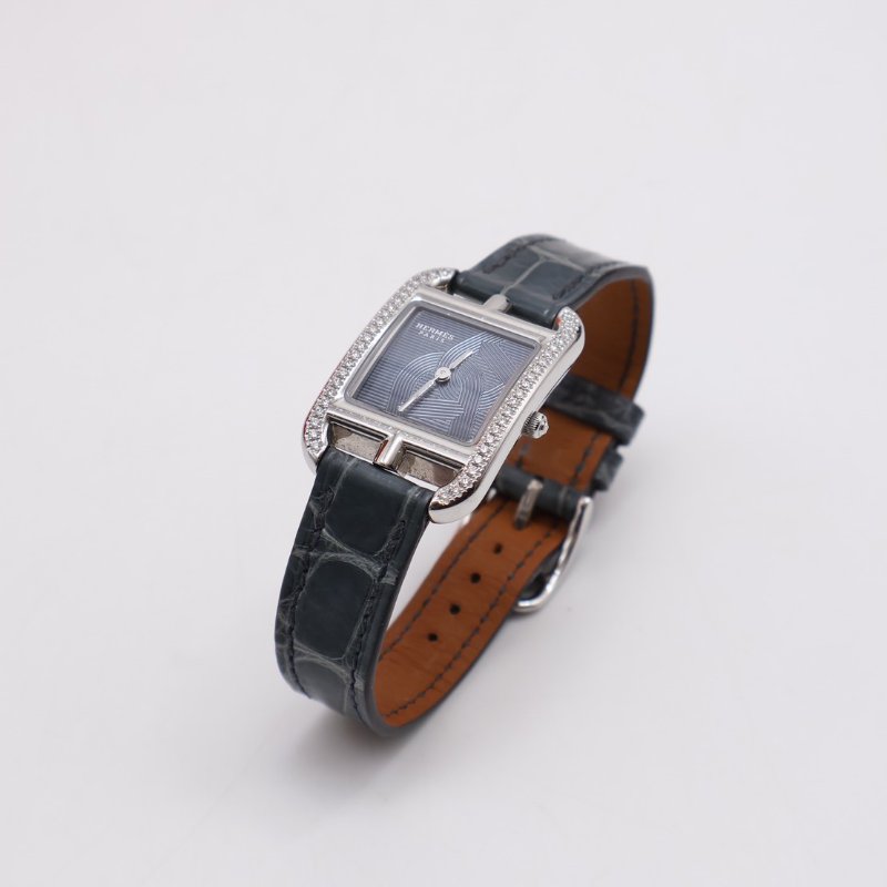 HERMES Cape cod鑽石圈錨鍊錶盤腕錶 - 31 鱷魚皮風暴藍-8