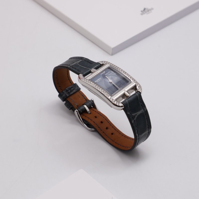 HERMES Cape cod鑽石圈錨鍊錶盤腕錶 - 31 鱷魚皮風暴藍-9