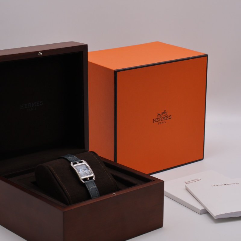 HERMES Cape cod鑽石圈錨鍊錶盤腕錶 - 31 鱷魚皮風暴藍-11