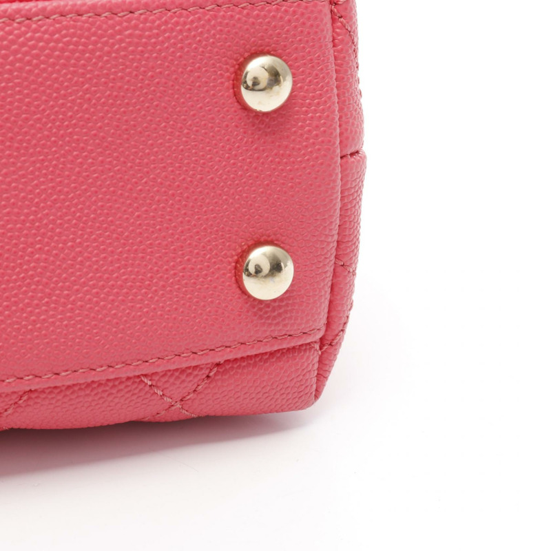 香奈兒 Coco Handle Flap Matelasse 單肩手提包 A92990 小牛皮 粉紅色 金色五金 二手-8