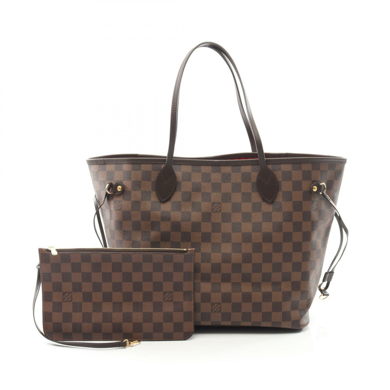 路易威登 Neverfull MM 手提單肩包 N41358 Damier 皮革 棕色櫻桃紅-0