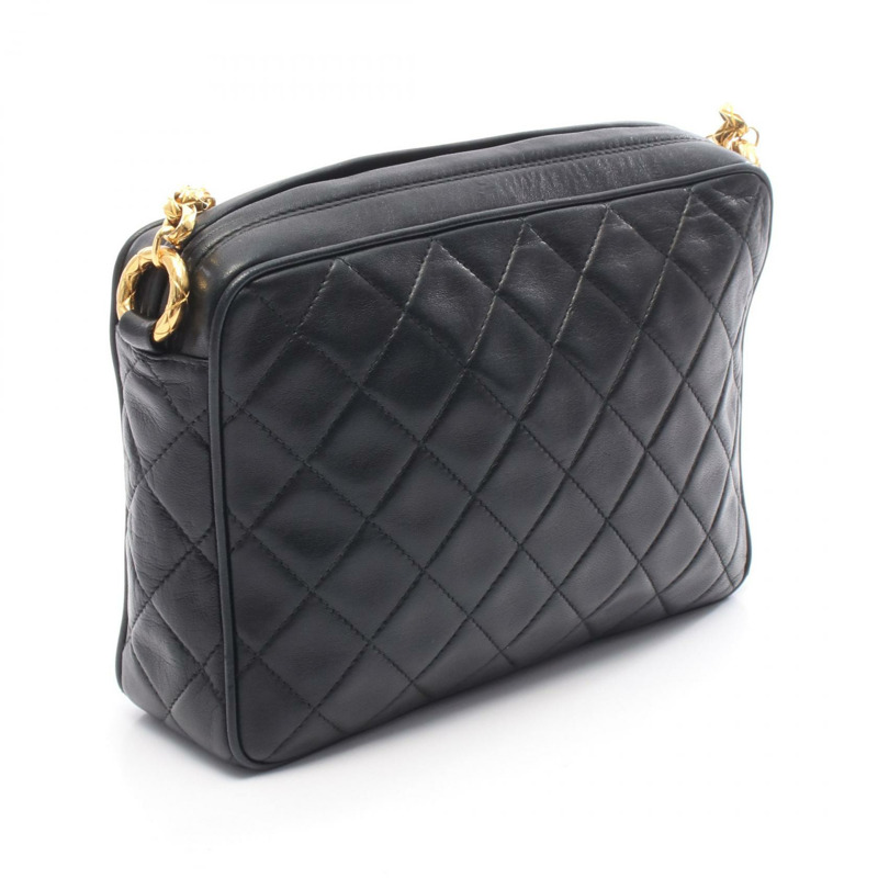 香奈兒 (CHANEL) Matelasse COCO Mark 鏈條斜挎單肩包，羊皮材質，黑色，二手，金色五金-1