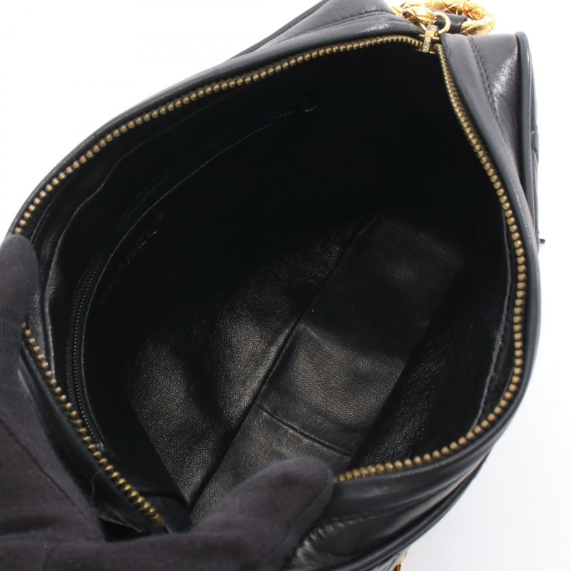 香奈兒 (CHANEL) Matelasse COCO Mark 鏈條斜挎單肩包，羊皮材質，黑色，二手，金色五金-2