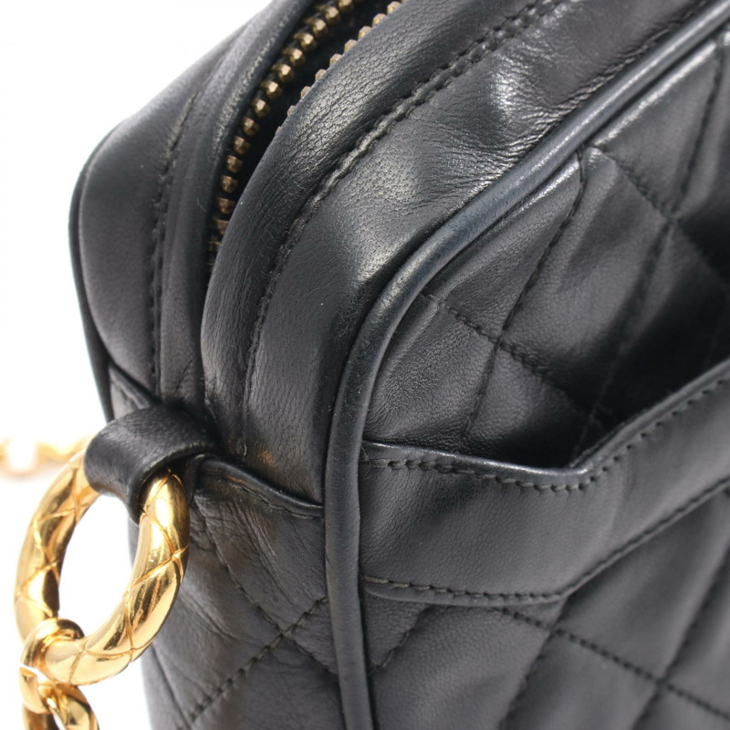 香奈兒 (CHANEL) Matelasse COCO Mark 鏈條斜挎單肩包，羊皮材質，黑色，二手，金色五金-6