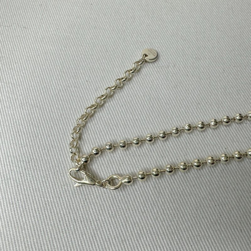 GUCCI 雙G墜飾圓珠925純銀項鍊-5