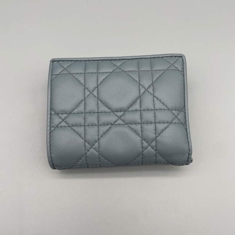 Dior短夾 霧霾藍 羊皮 專業清洗過-1