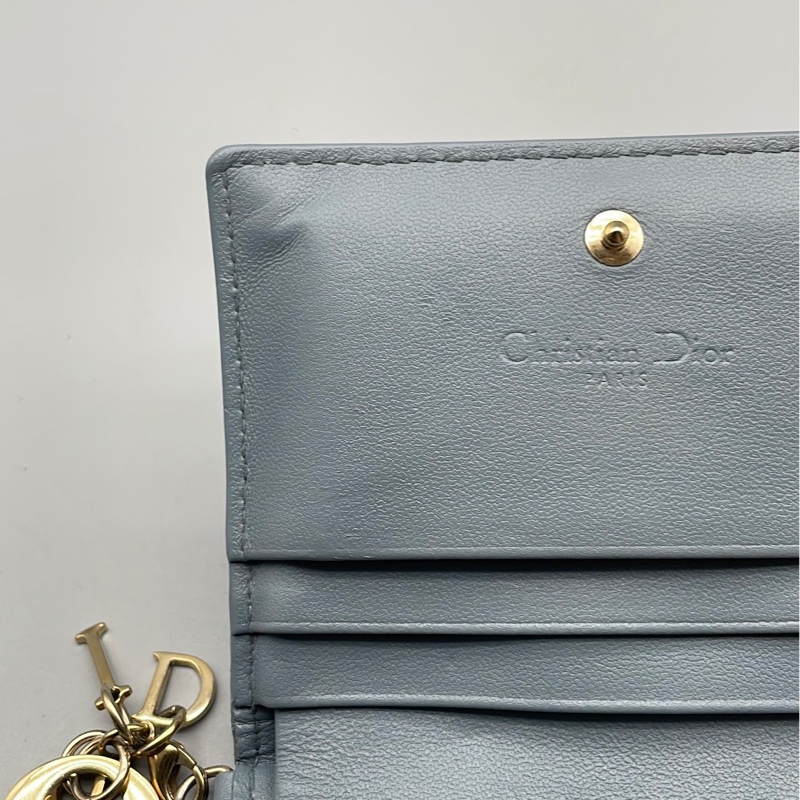 Dior短夾 霧霾藍 羊皮 專業清洗過-7