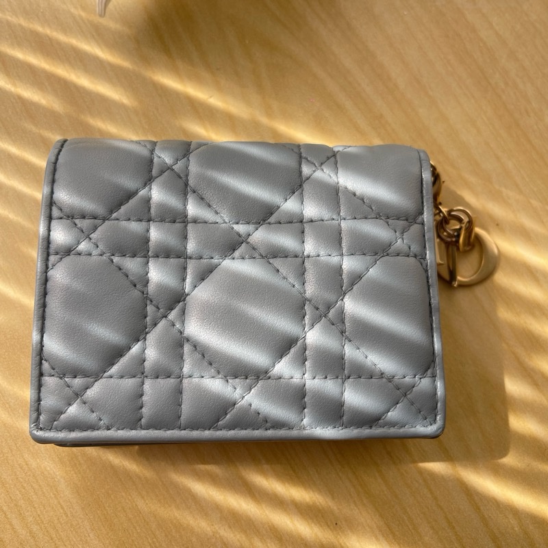 Dior短夾 霧霾藍 羊皮 專業清洗過-10