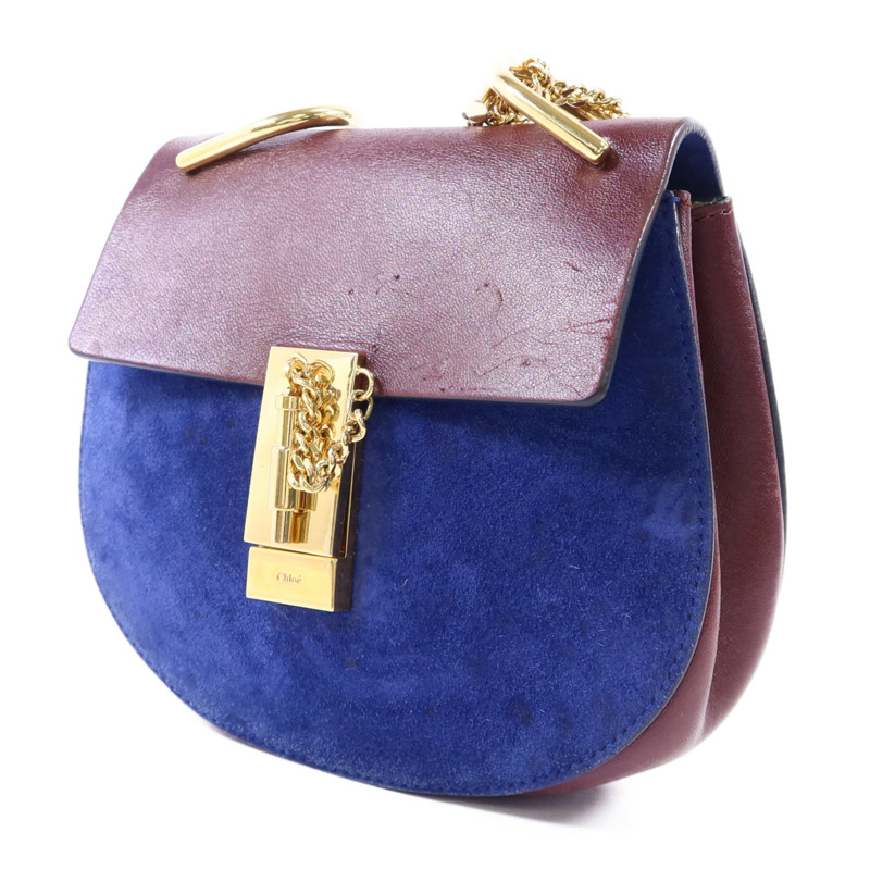 Chloe 牛皮皮革/麂皮皮革Drew Shoulder Bag金扣鏈帶肩背袋-2