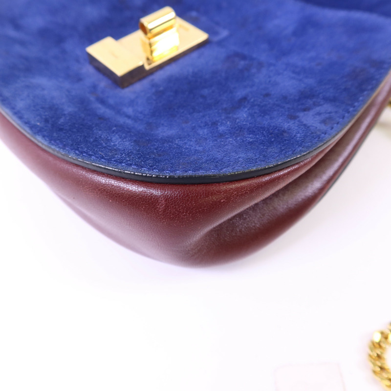 Chloe 牛皮皮革/麂皮皮革Drew Shoulder Bag金扣鏈帶肩背袋-11