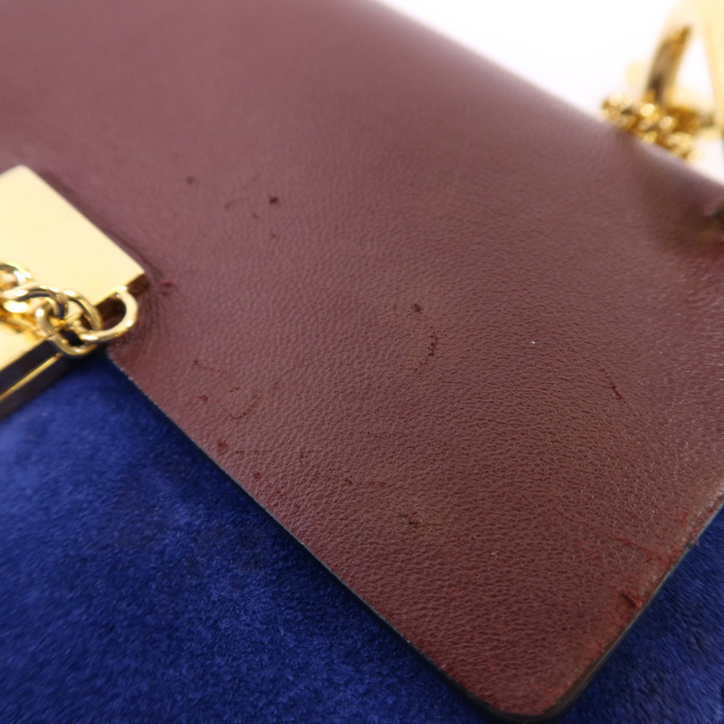 Chloe 牛皮皮革/麂皮皮革Drew Shoulder Bag金扣鏈帶肩背袋-17