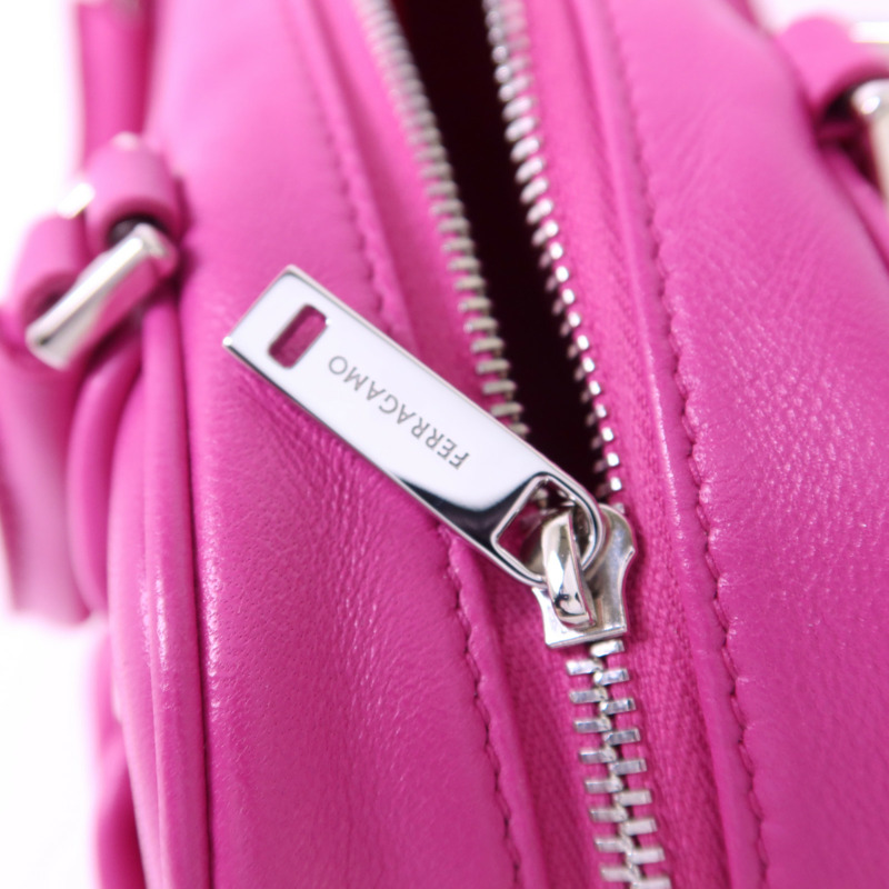 Salvatore Ferragamo 羊皮皮革2 Way Shoulder Bag銀扣手挽肩背兩用袋-9
